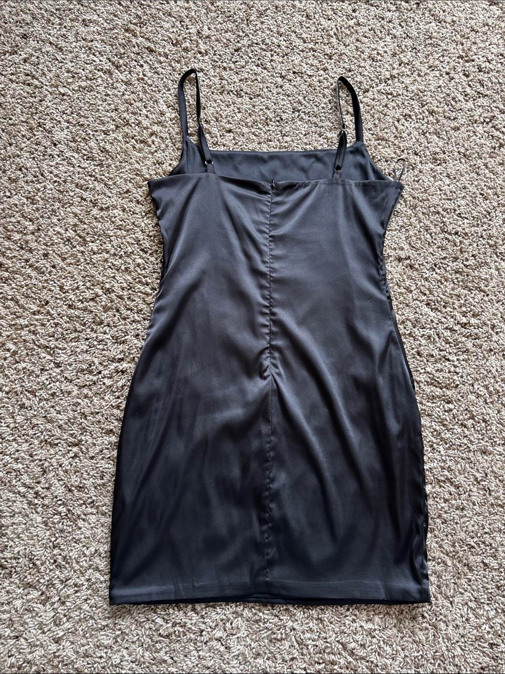 Sleek Black Satin Dress - Picture 2 of 6